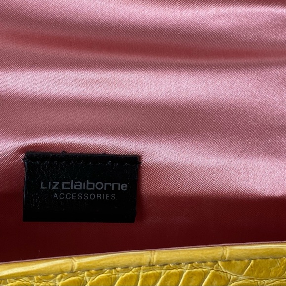 SALE. Liz Claiborne Yellow Crocodile-Embossed Women's Bag - Picture 5 of 9